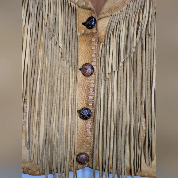 Danier Tan Leather Fringe Jacket - Picture 4 of 16